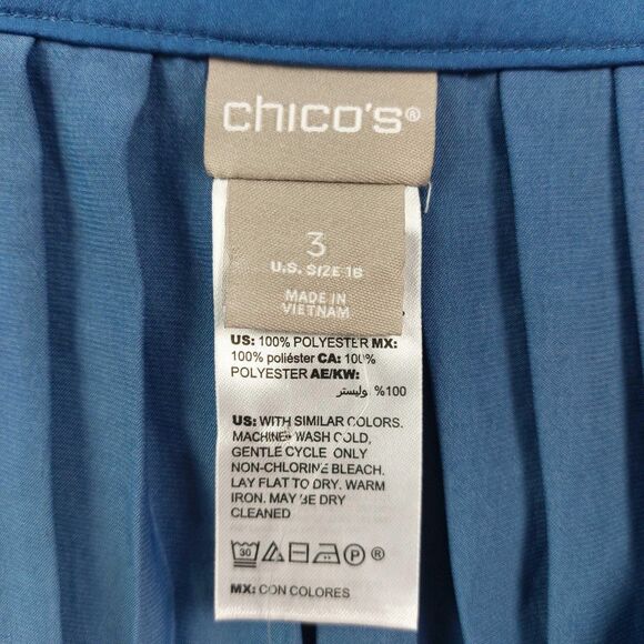 Chicos Skirt Sz 3 US16 Blue Pleated Maxi Flowy Lightweight Dressy Wear to Work - Picture 8 of 12